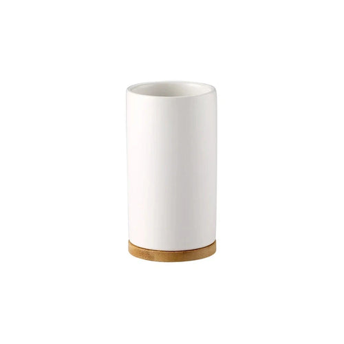 porte-brosse à dents en céramique style nordique avec base en bois - vue 20 sur 22