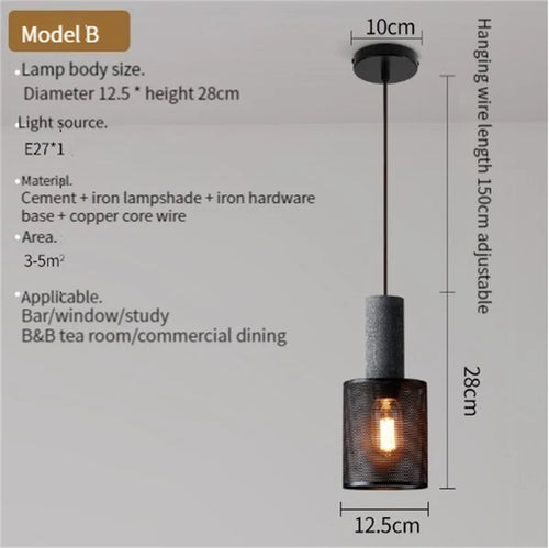 suspension en béton industriel avec abat-jour en fer - vue 26 sur 29