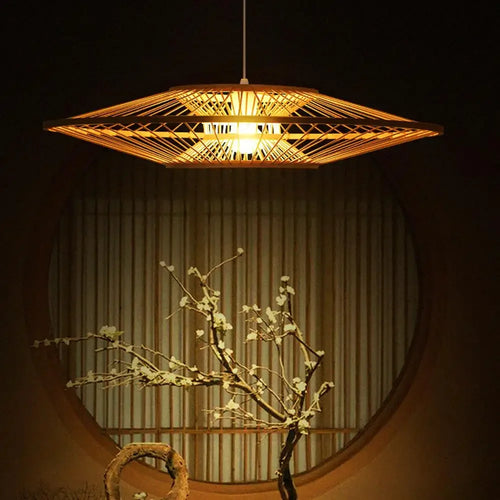lustre en bambou style rétro pour décoration intérieure - vue 2 sur 8