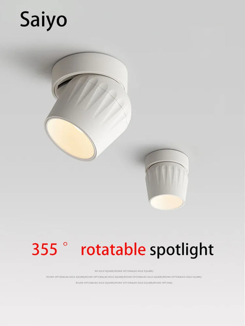 Saiyo Led projecteurs montés en Surface 12W plafonnier rond en aluminium Downlight 110V 220V Spot pour salon chambre magasin - vue 3 sur 7