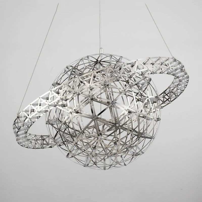 lustre sphérique raimond satellite en acier inoxydable led décor - vue 5 sur 9