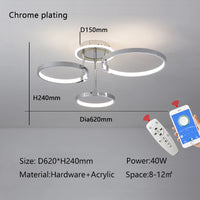 Plafonnier doré à anneaux led moderne