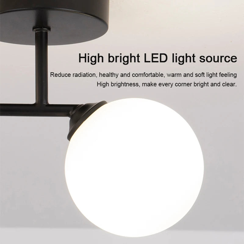 led plafonnier décor intérieur chambre salon couloir boule nordique - vue 5 sur 8