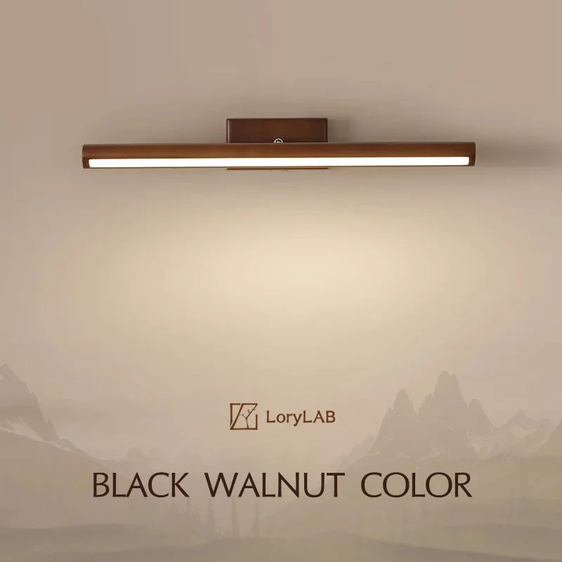 Wooden Mirror headlight, Wabi-sabi Modern Vintage style, wall light for Bathroom, Bedroom, dining room, Study lighting - vue 1 sur 12