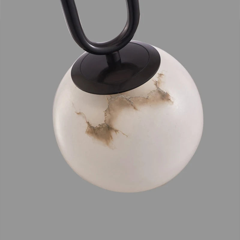 suspension led en laiton et marbre pour décoration intérieure - vue 5 sur 8