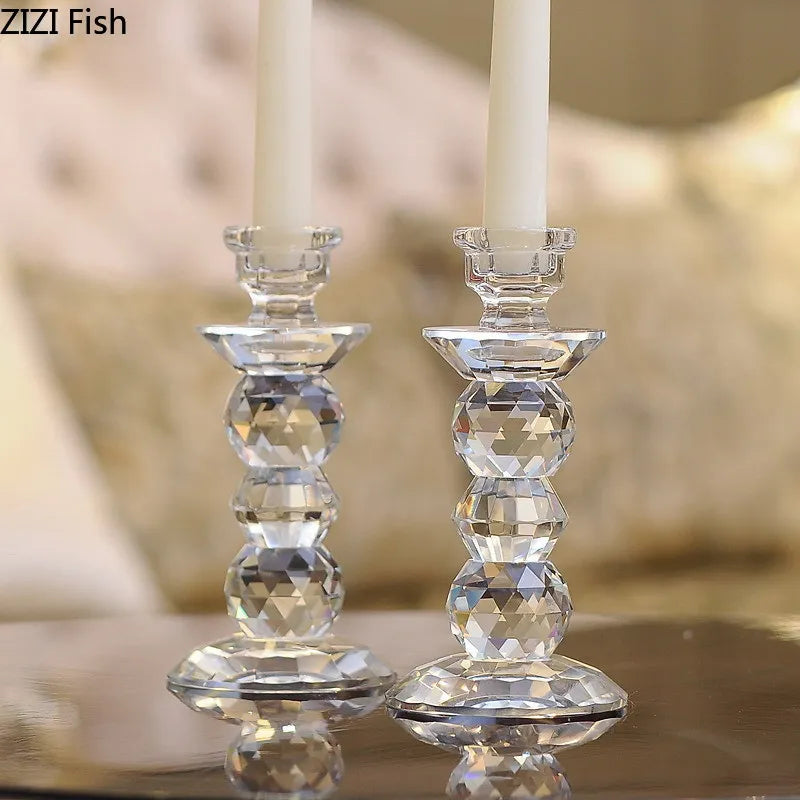 bougeoir en verre cristal accessoires pour dîners aux chandelles - vue 4 sur 9
