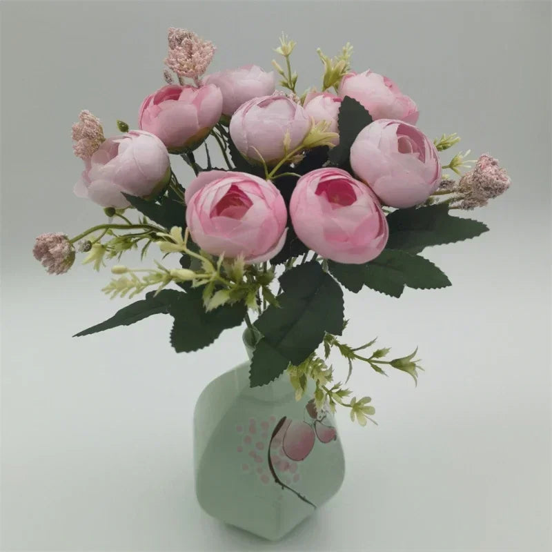 bouquet de roses en soie décoration de jardin fleurs artificielles - vue 5 sur 12