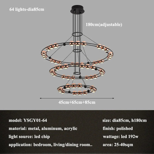 lustre LED circulaire moderne design nordique pour intérieur élégant - vue 11 sur 15