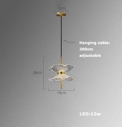 suspension en verre cristal art déco avec éclairage led - vue 15 sur 25