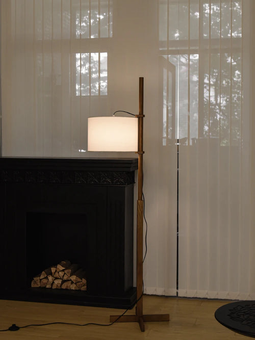 lampadaire japonais wabi-sabi en bois massif éclairage ajustable moderne - vue 5 sur 5