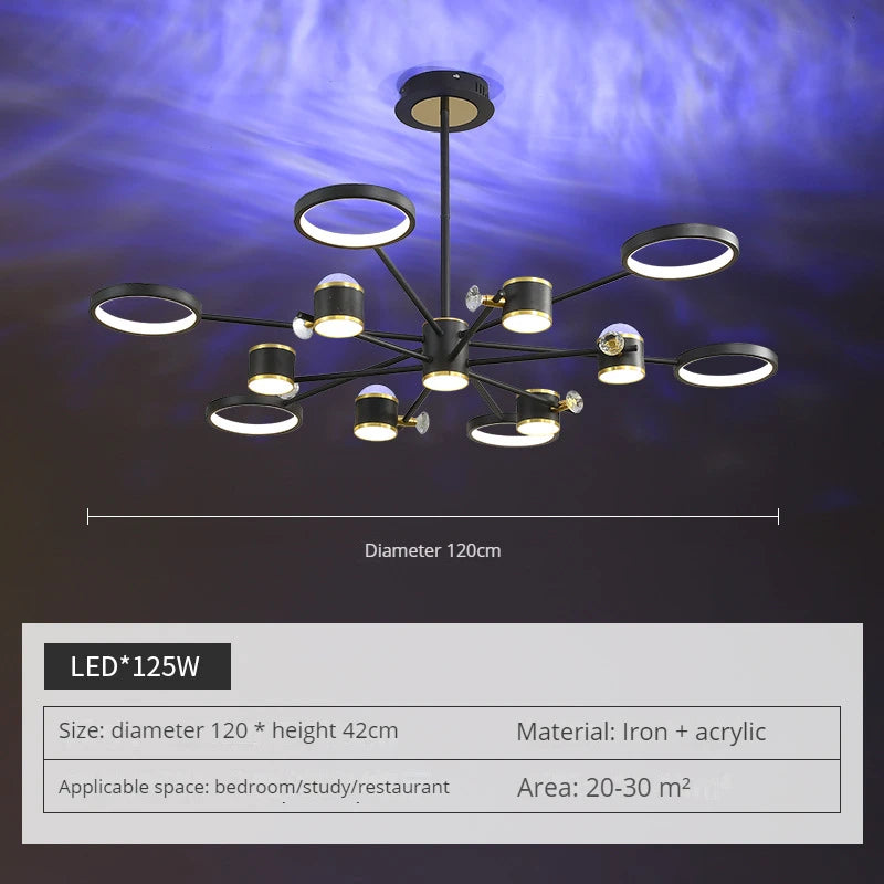 lustre led d'aurores boréales en cristal luxueux suspendu au plafond - vue 4 sur 16