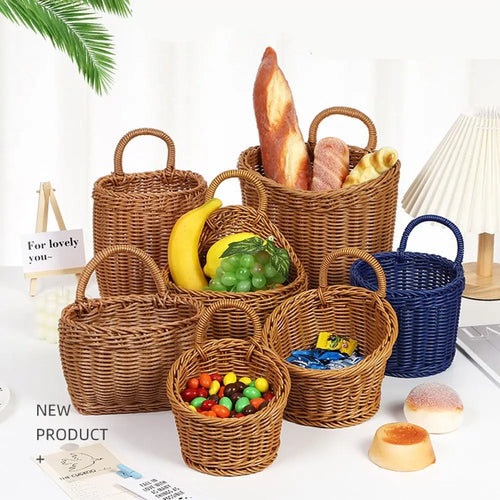 panier de rangement en rotin tissé à la main pour fruits légumes et fleurs - vue 5 sur 14