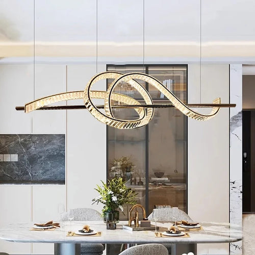 lustre moderne design cristal pour salle à manger éclairage intérieur - vue 2 sur 7