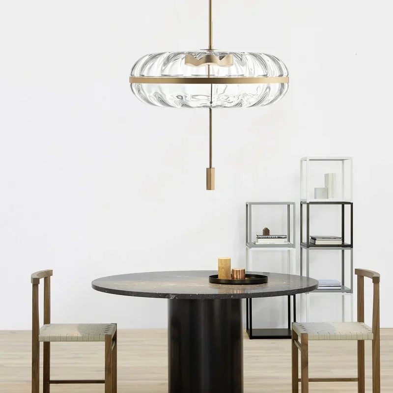 suspension design post-moderne en verre effet ondulation luxe - vue 4 sur 7