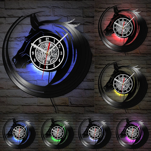 horloge murale vinyle cheval décoration équestre artisanale cadeau unique - vue 9 sur 22