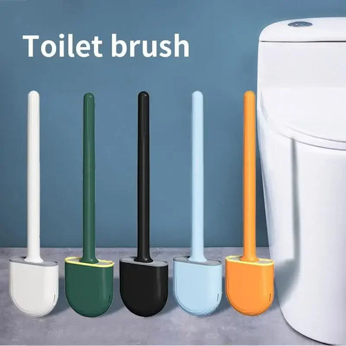 brosse de toilette suspendue en silicone avec support séchage rapide - vue 3 sur 11