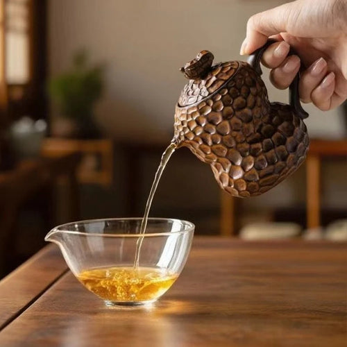 theiere ceramique nanputuo demi relief fait main artisanale - vue 3 sur 6