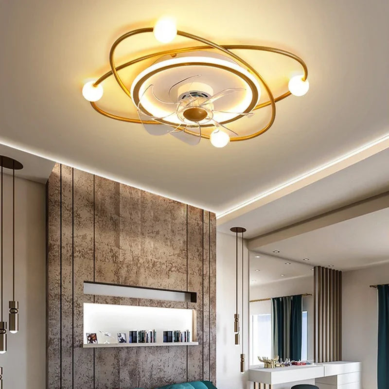 lustre led moderne avec ventilateur pour décoration intérieure - vue 5 sur 8