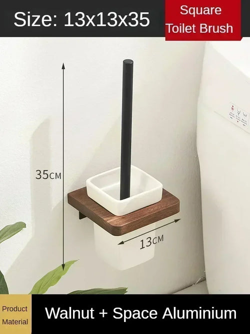 porte-serviettes en bois et aluminium organisateur mural pour accessoires de douche - vue 15 sur 16
