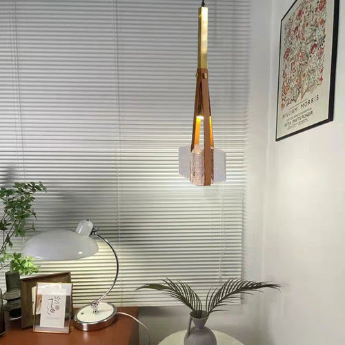 lampe suspendue en résine et cuir artificiel réglable en hauteur - vue 4 sur 12