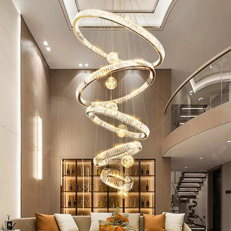 Lustre design anneau en cristal intelligentes pour décoration moderne - vue 3 sur 11
