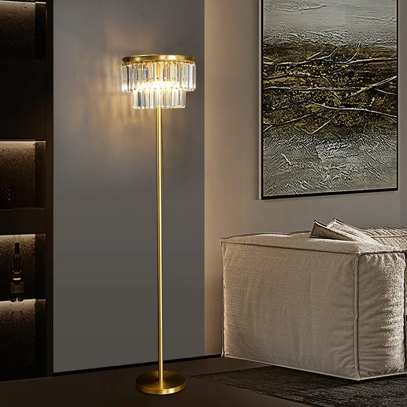 lampadaire moderne en verre et cuivre pour hôtel et bureau - vue 4 sur 7
