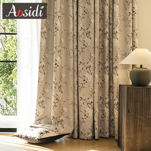 Rideau occultant motif floral moderne pour chambre salon - vue 2 sur 7