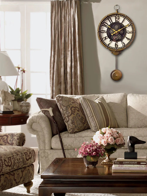 horloge murale rétro silencieuse style américain cadeau décoratif - vue 7 sur 7