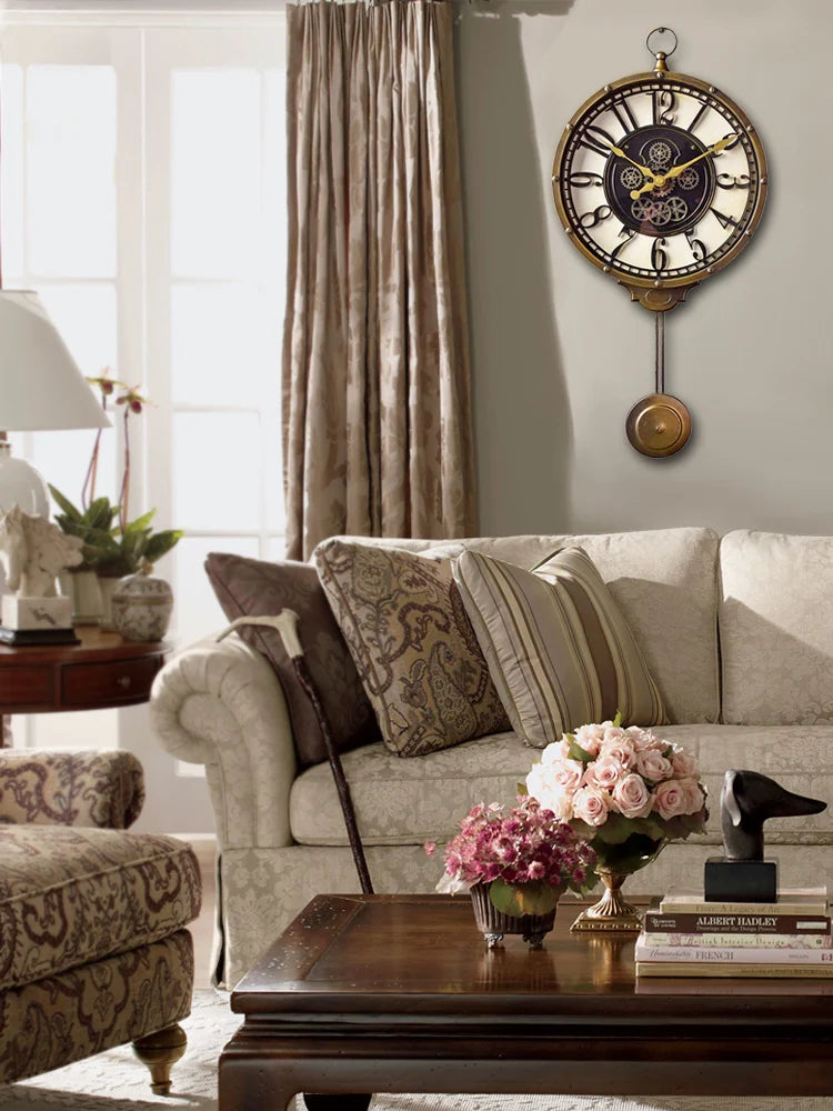 horloge murale rétro silencieuse style américain cadeau décoratif - vue 7 sur 7