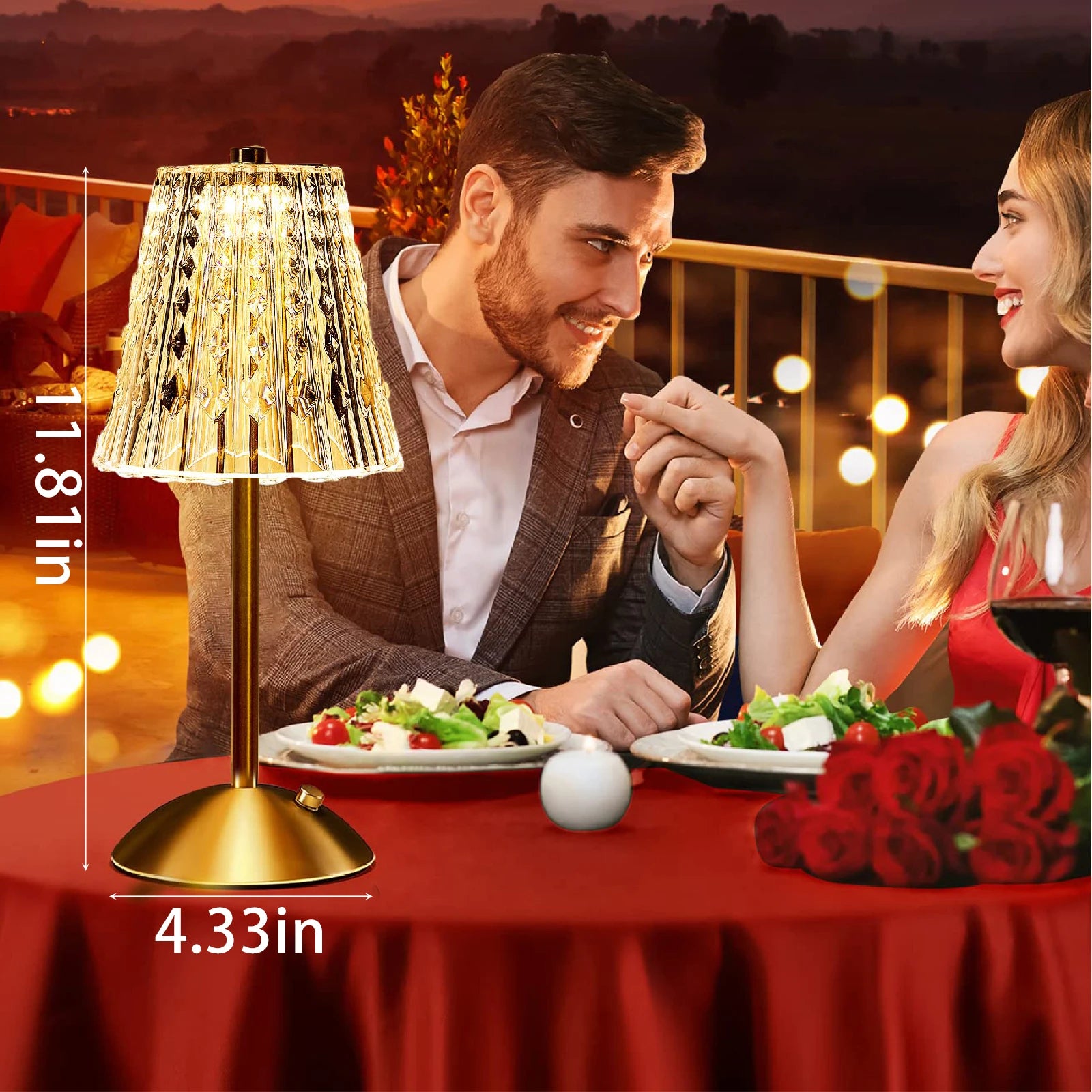 1-4Pcs LED Crystal Table Lamp Touch Sensor Desk Lamp USB Cordless Night Light Restaurant Atmosphere Lamp Bar Cafe Home Decor - vue 2 sur 8
