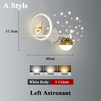 applique murale led créative lune astronaute décoration pour enfant