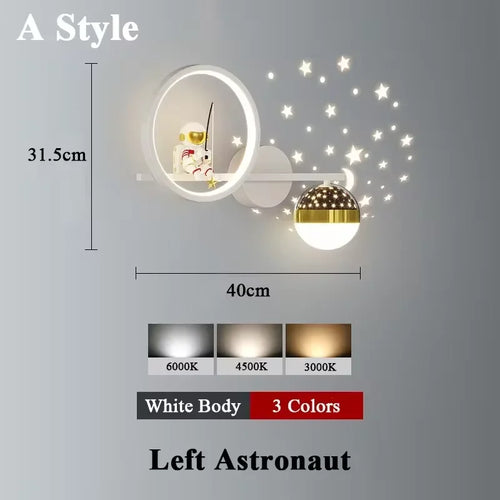 applique murale led créative lune astronaute décoration pour enfant