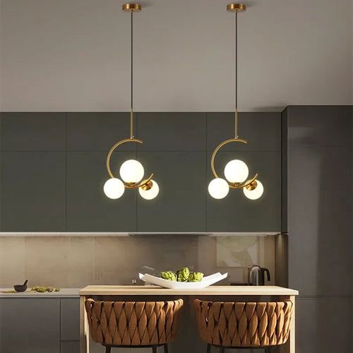 220V 110V Small Chandelier Nordic Round Pendant Light Gold Glass Ball Light for Living Room Dinning Room Kitchen Bedroom - vue 6 sur 16