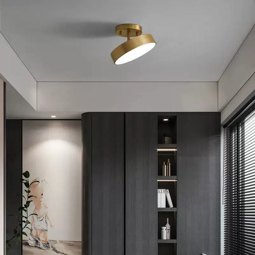 plafonnier cuivre led simple rond vestiaire - vue 3 sur 12