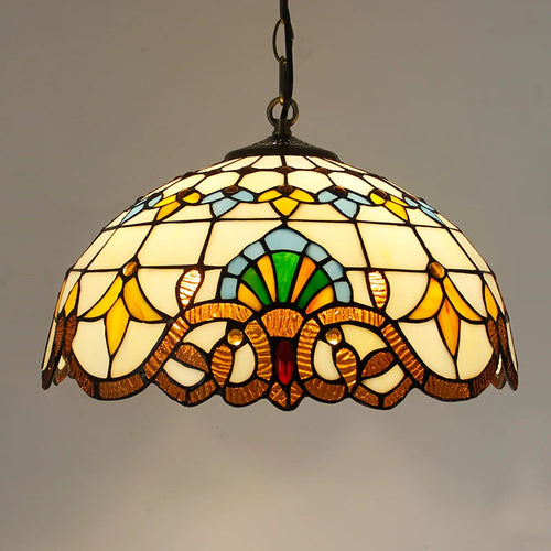 Rétro Tiffany Suspension Lumières suspension lustre salon baroque perle design Vitrail luxe 16 "mer bleu marron L - vue 4 sur 9