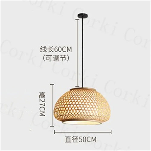 lustre en bambou tricoté à la main suspension décorative pour maison - vue 10 sur 10