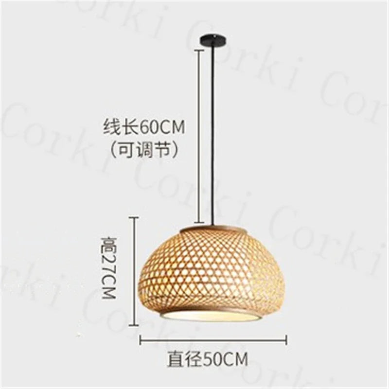 lustre en bambou tricoté à la main suspension décorative pour maison - vue 9 sur 10