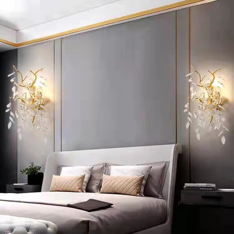 applique murale moderne en cristal et aluminium doré - vue 5 sur 21