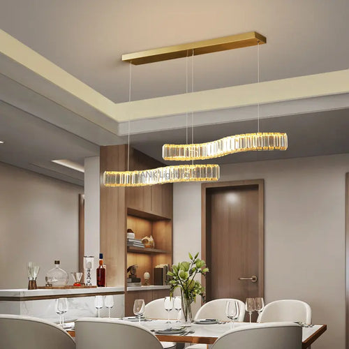 lustre led moderne en cristal de luxe en forme de s - vue 4 sur 14