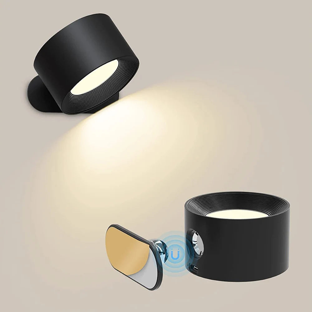 applique murale led rechargeable usb rotation 360° boule magnétique dimmable tactile - vue 4 sur 9