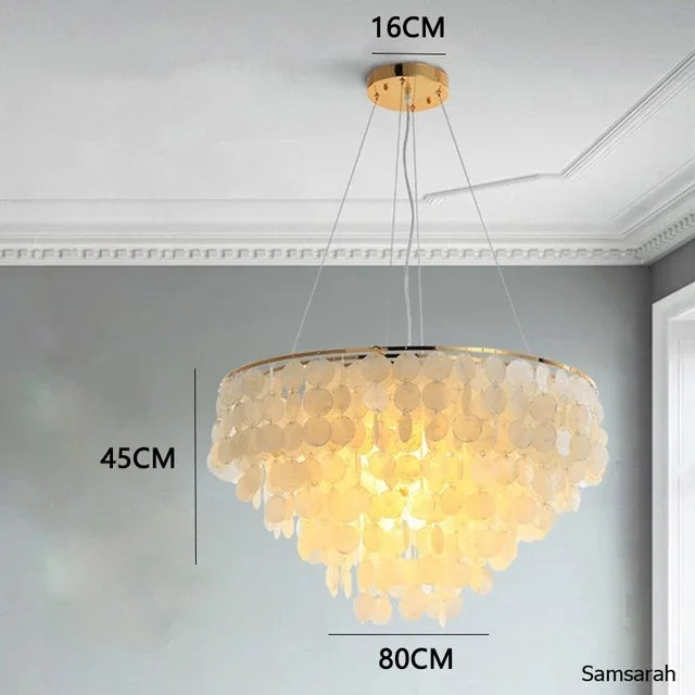 lustre nordique en coquillage avec luminaire à led - vue 14 sur 17