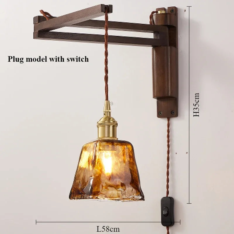 lampe moderne en bois de noyer avec lumière led décorative - vue 8 sur 21