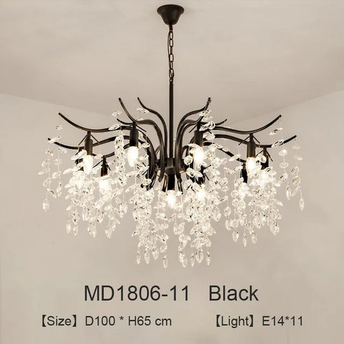 lustre nordique led en cristal de luxe décoration - vue 14 sur 14
