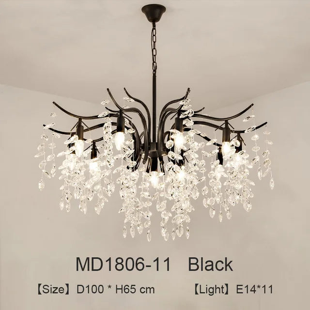 lustre nordique led en cristal de luxe décoration - vue 13 sur 14