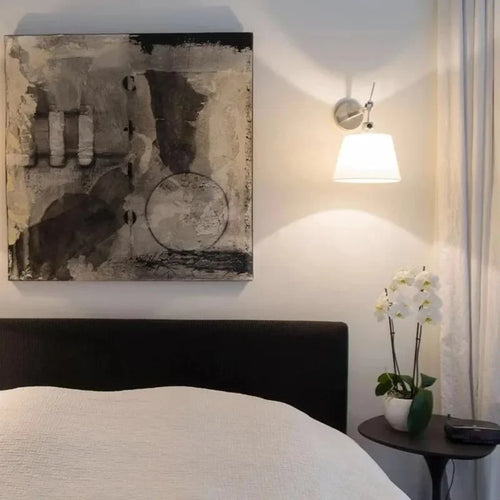 applique murale nordique en tissu design argenté avec support en acier inoxydable - vue 6 sur 11