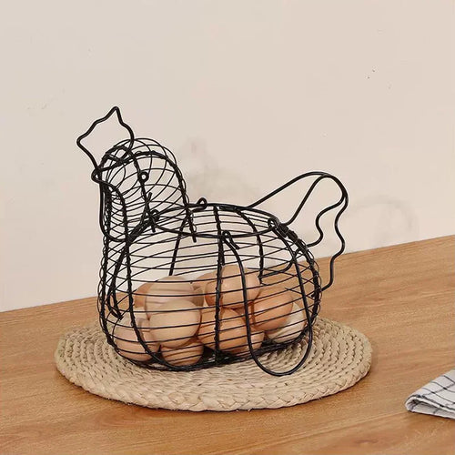 panier de rangement en fer forgé en forme de poulet - vue 2 sur 5