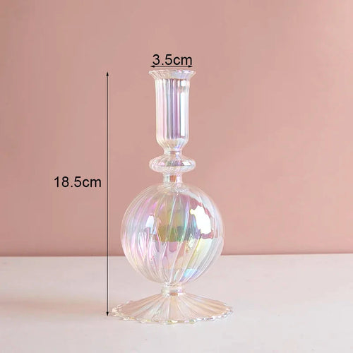 bougeoir en verre décoratif à rayures coniques pour événements festifs - vue 14 sur 30