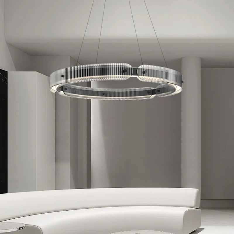 lustre en verre fumé design moderne suspension décorative - vue 4 sur 7