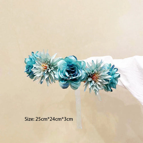 bandeau de cheveux floral bohème couronne de mariée décoratif - vue 7 sur 9