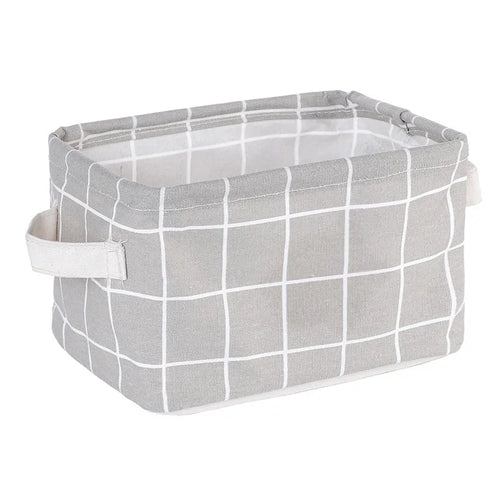 panier de rangement pliable en toile avec poignée coton et lin - vue 13 sur 22